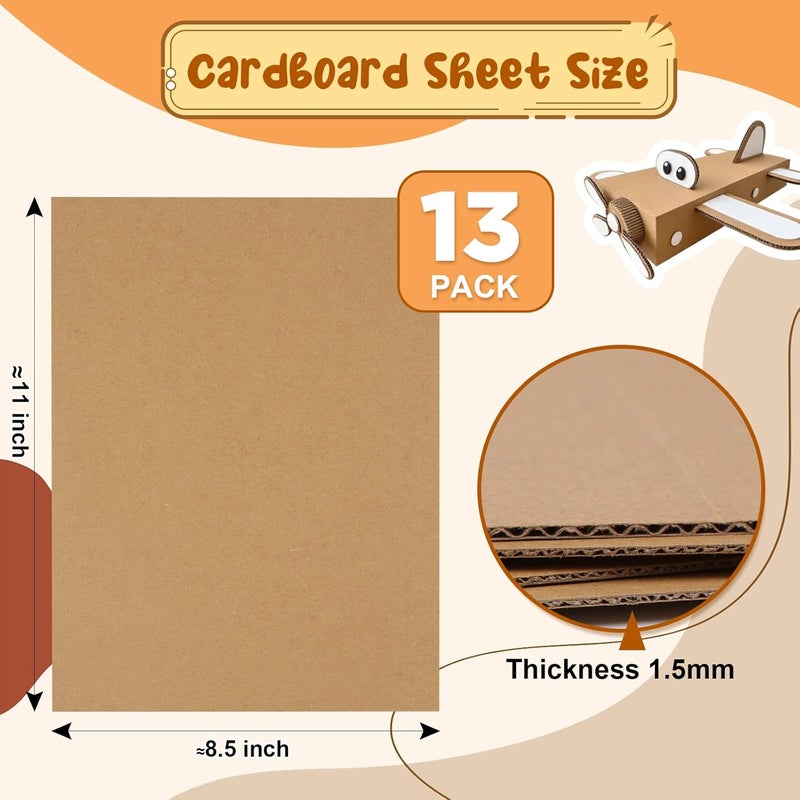 LECWELL Cardboard Sheets，13 Pack 8.5"x11" Corrugated Cardboard Sheets,Cardboard Inserts Flat for DIY Crafts,Packing, Shipping, Mailing(Brown) - Image 2